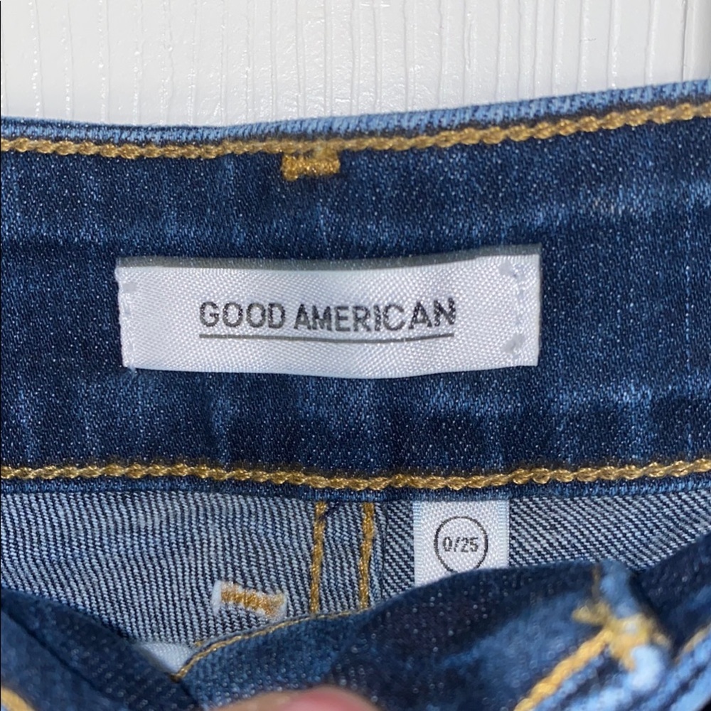 Good American Blue Distressed Jean Shorts Size 0 / 25 - Picture 3 of 9